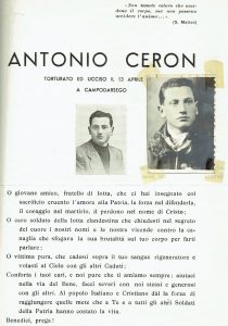 Ricordo funebre di Antonio Ceron