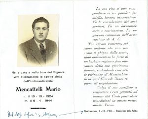 Ricordo funebre di Mario Mencatelli