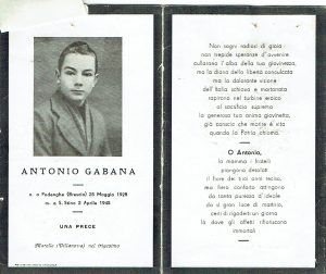Ricordo funebre di Antonio Gabana