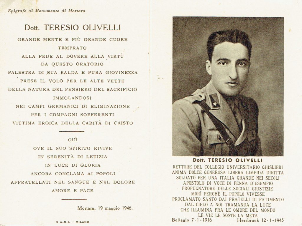 Ricordo funebre di Teresio Olivelli