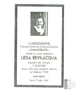 Ricordo funebre di Leda Bevilacqua