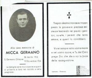 Ricordo funebre di Germano Micca